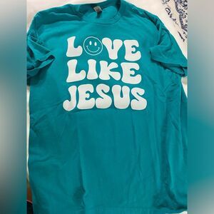 Teal Love like Jesus Tshirt size  Large